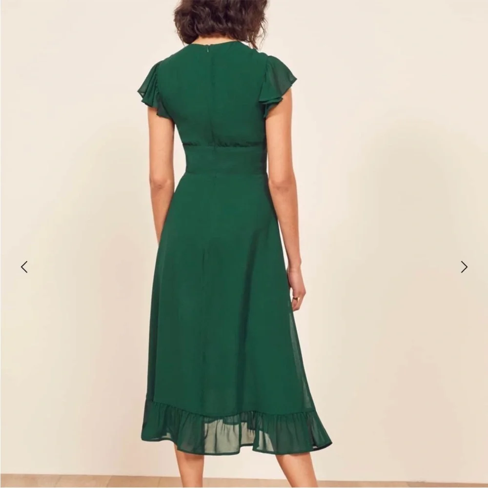 Reformation Riegan Dress Emerald Green - Picture 3 of 6